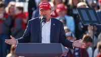 Former US President and Republican presidential candidate Donald Trump speaks during a Buckeye Values PAC Rally in Vandalia, Ohio, on March 16, 2024.