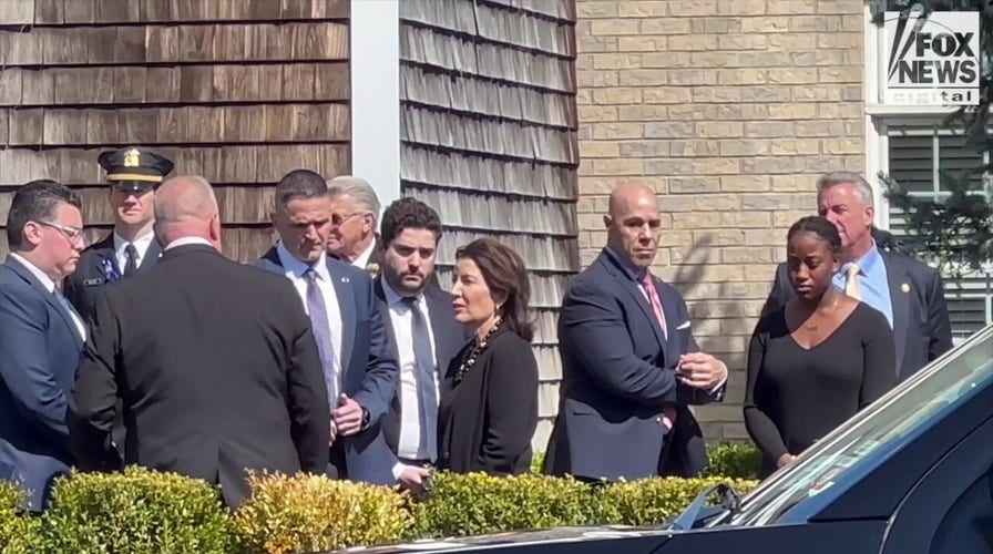 New York Gov. Kathy Hochul is seen at the wake of slain NYPD Officer Jonathan Diller 